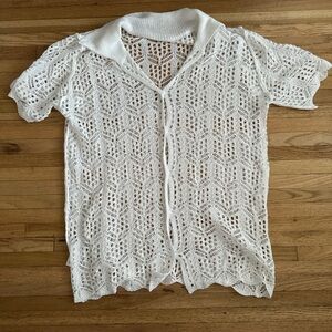 Elegant White Crochet Women's Coverup